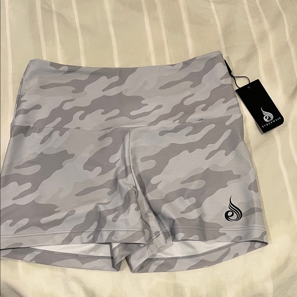 Ryderwear Light Gray Camo Scrunch Bum Shorts- NWT